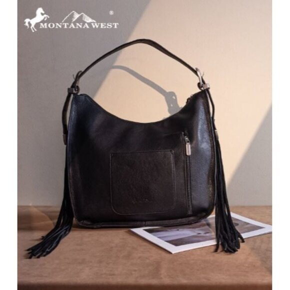 MW1272G-918 Montana West Floral Tooled Concealed Carry Hobo - Picture 12 of 16